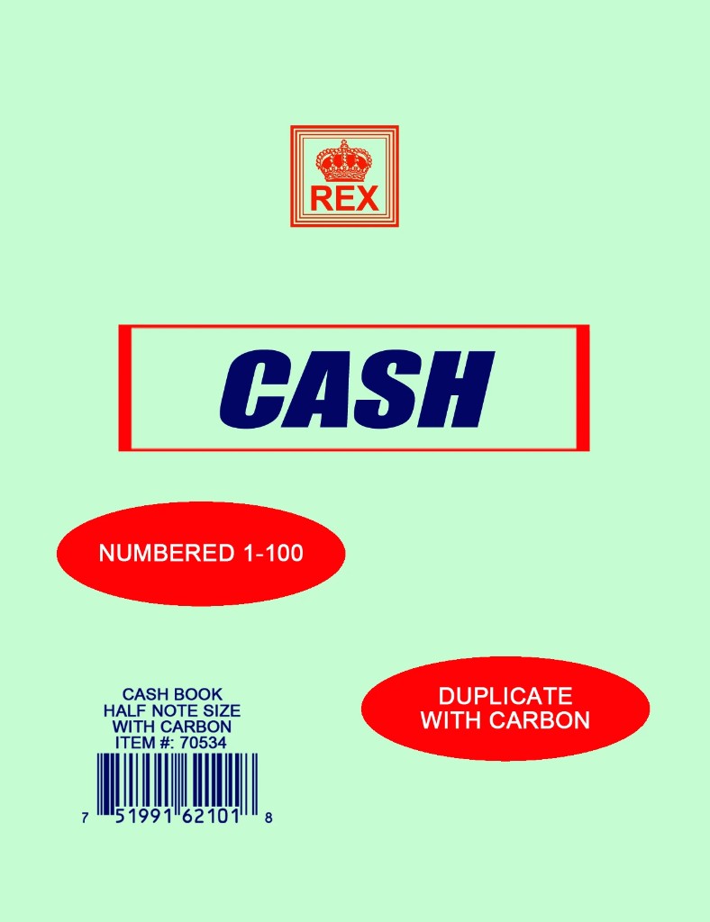 Cash Book — ½ Note Size — With Carbon